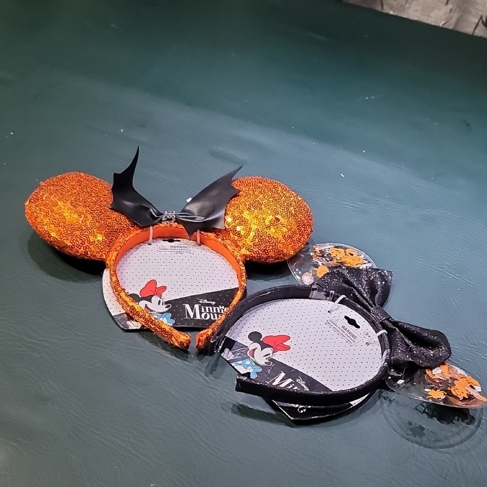 **Disney Sparkling Orange Minnie Ears with Black Bow** - Picture 6 of 6